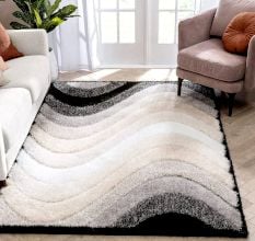 Modern Beige Geometric Bedroom Rug